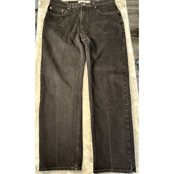 Levi's 505 Black Jeans Cotton Regular Fit Straight Mens Size 38x32 Measure 36x31 - Picture 2 of 9
